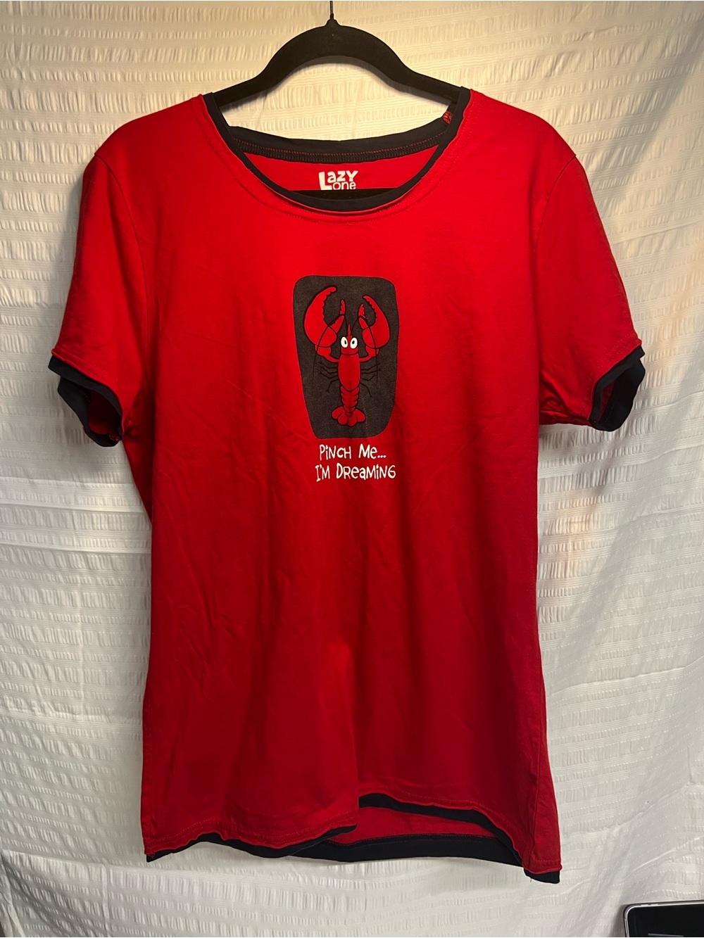 Lazy One Red Short-Sleeve Women’s Pajama Top with Lobster Graphic